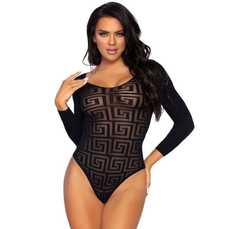 Body mosaico opaco trasparente Leg Avenue, seduzione femminile elegante