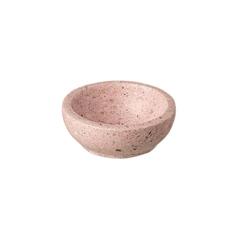 Ciotolina piccola svuotatasche terracotta con terrazzo rosa cm.10x10x4h.