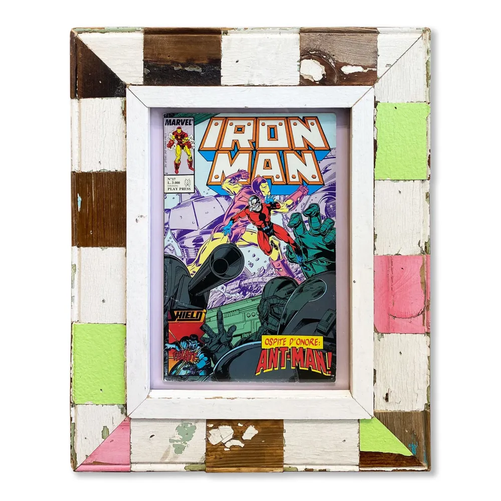 Fumetto Iron Man 17 cornice mosaico di legno