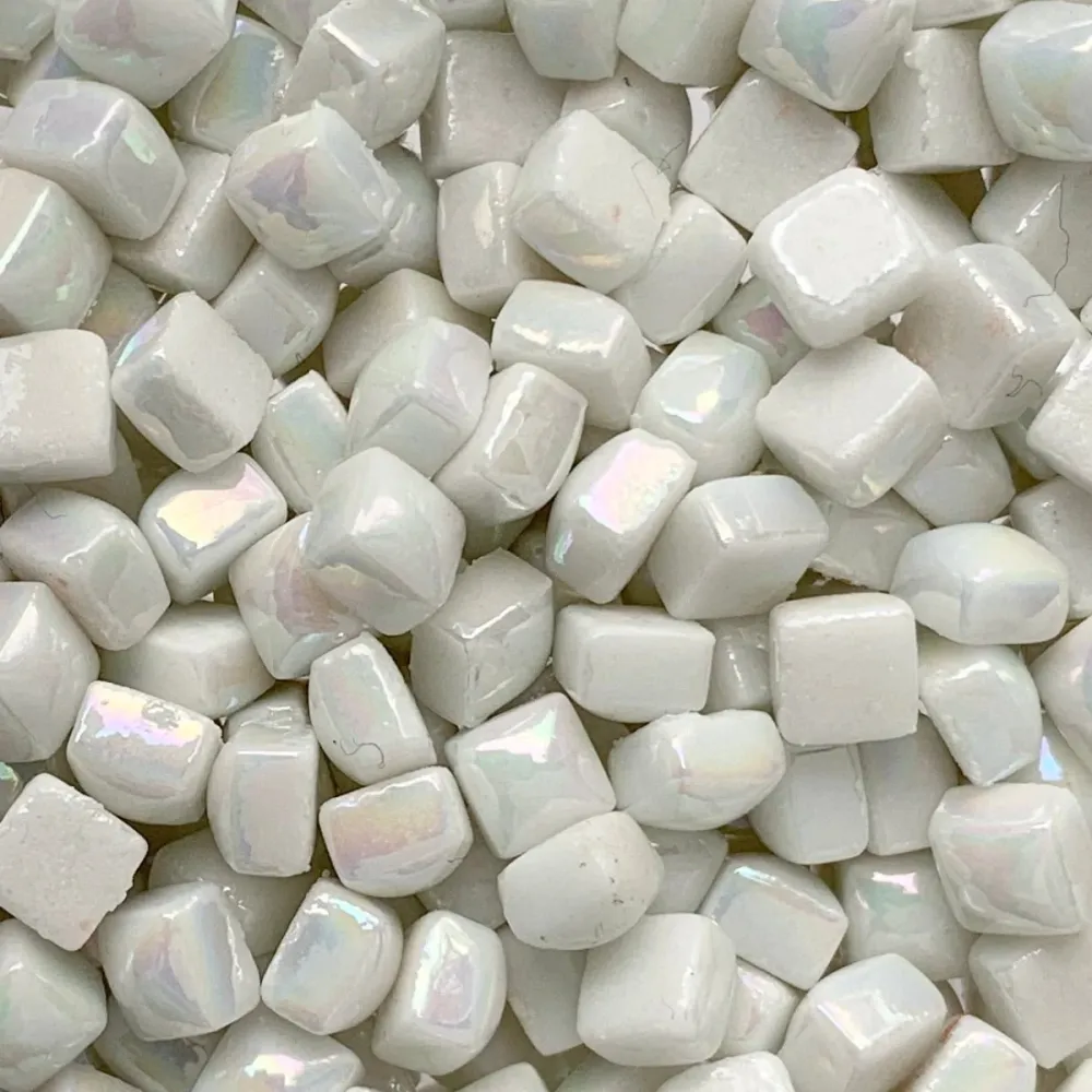 Micro Mosaico di Vetro 4,8mm Madreperla Bianco