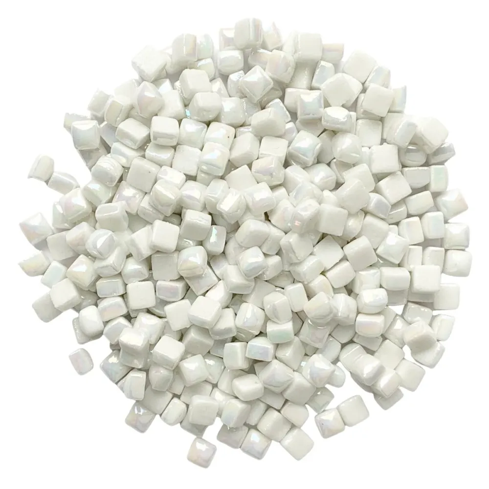 Micro Mosaico di Vetro 4,8mm Madreperla Bianco