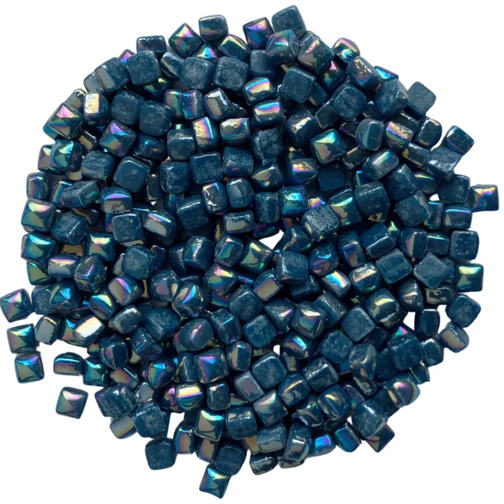Micro Mosaico di Vetro 4,8mm Madreperla Ciano Scuro