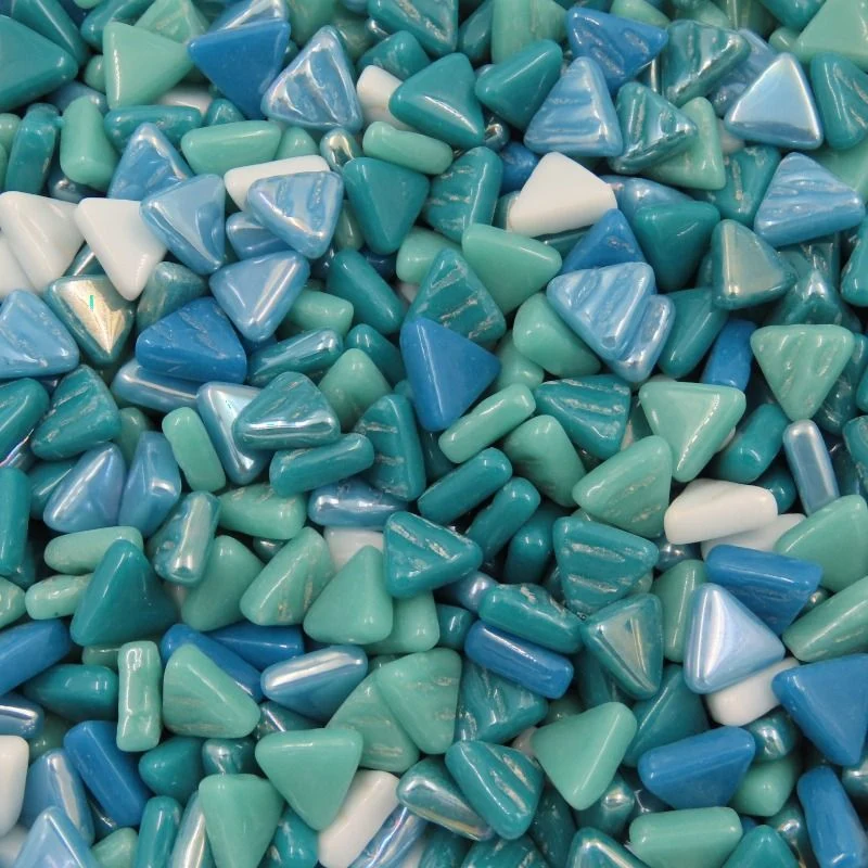 Mini mosaico vetro triangolo mix acqua