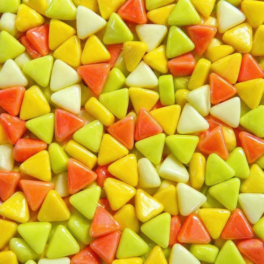 Mini mosaico vetro triangolo mix giallo