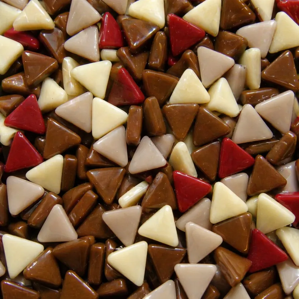 Mini mosaico vetro triangolo mix marrone
