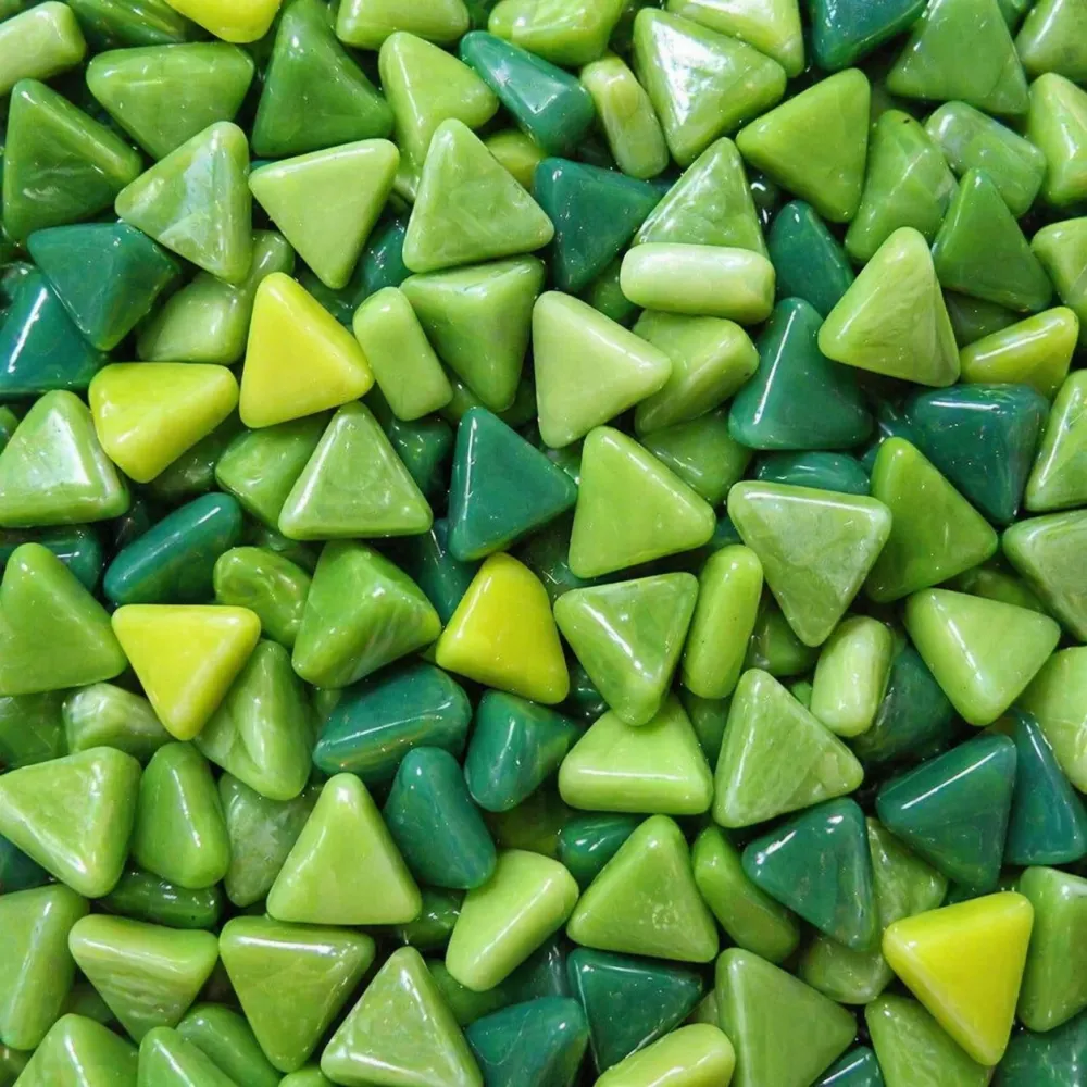 Mini mosaico vetro triangolo mix verde
