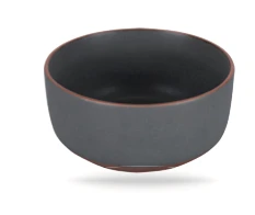 Piatto fondo gres grigio con bordo effetto terracotta Serie Copenaghen