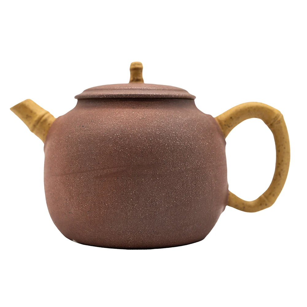 Piccola teiera terracotta rossa con motivo di bambù n. 94424, 110 ml
