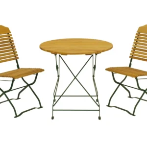 Set da bistrot BAD TÖLZ 3 pezzi, acciaio piatto verde + robinia, pieghevole