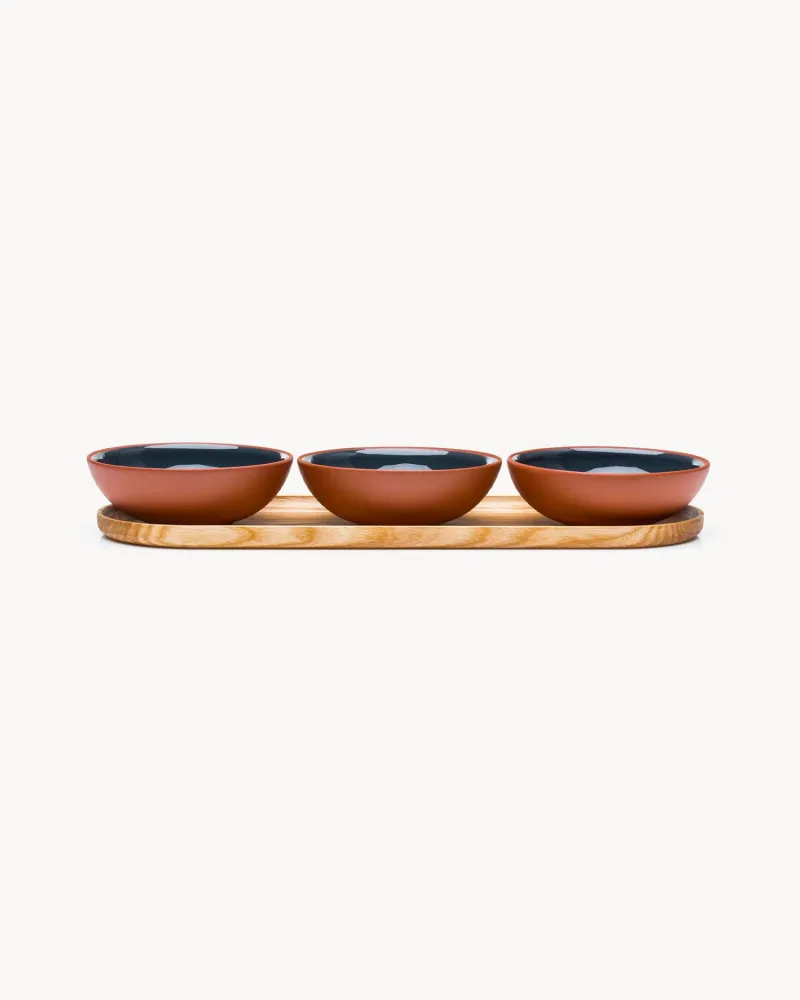 Set 3 bowl terracotta con vassoio
