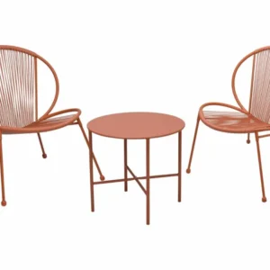 Set da giardino 3 pezzi due sedie e un tavolino colore terracotta