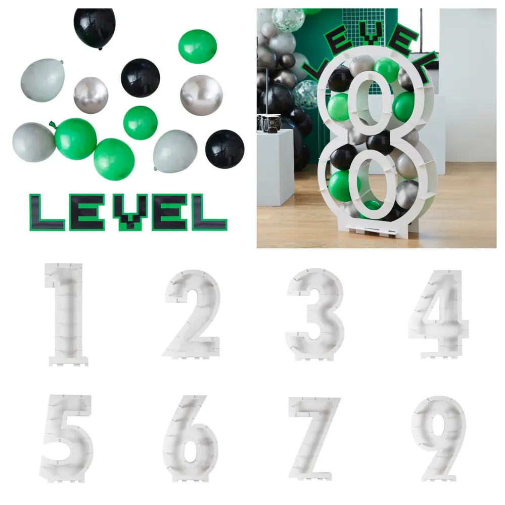 Set di palloncini e "livelli" Game On, adatto per i numeri del mosaico di palloncini, fai da te, 40 palloncini