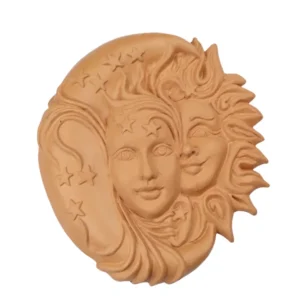 Sole e luna eclissi terracotta maschera da appendere