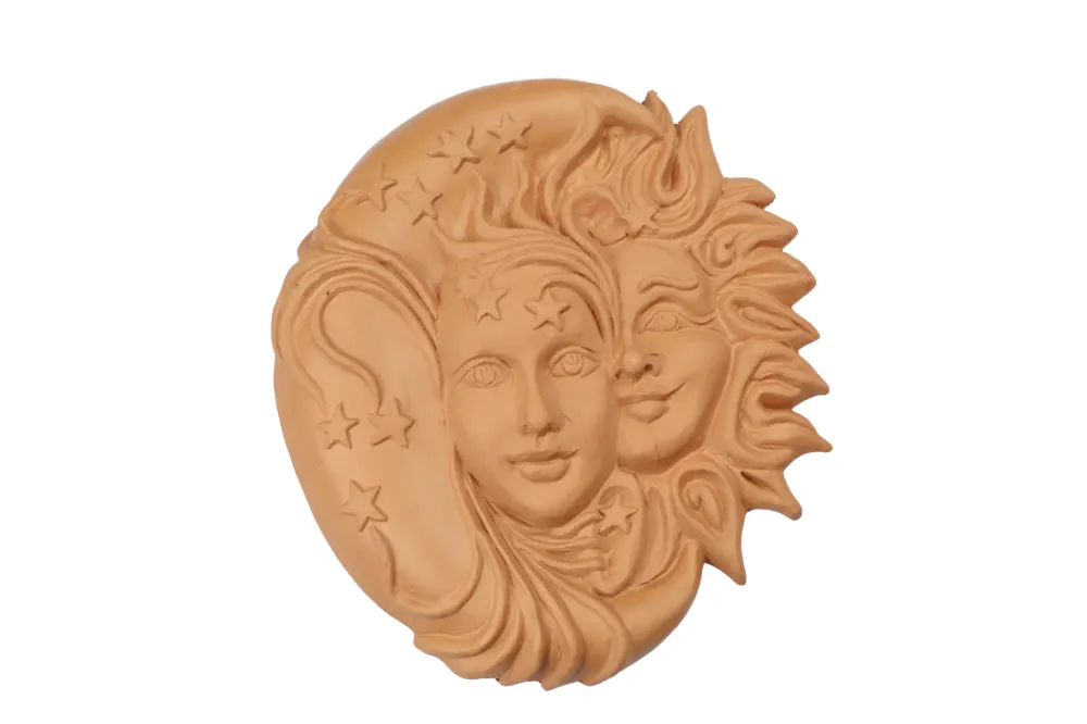 Sole e luna eclissi terracotta maschera da appendere
