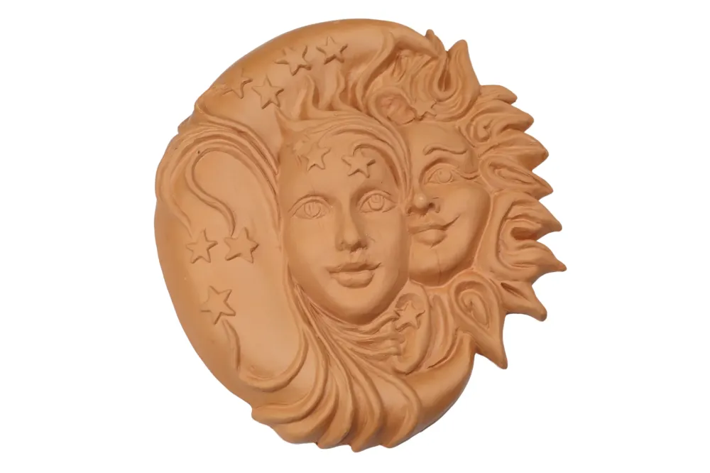 Sole e luna eclissi terracotta maschera da appendere