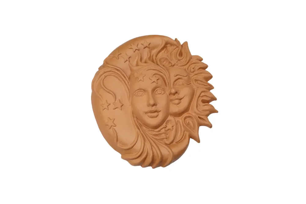 Sole e luna eclissi terracotta maschera da appendere