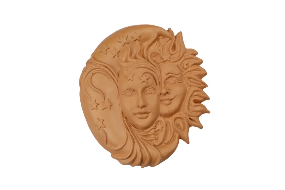 Sole e luna eclissi terracotta maschera da appendere