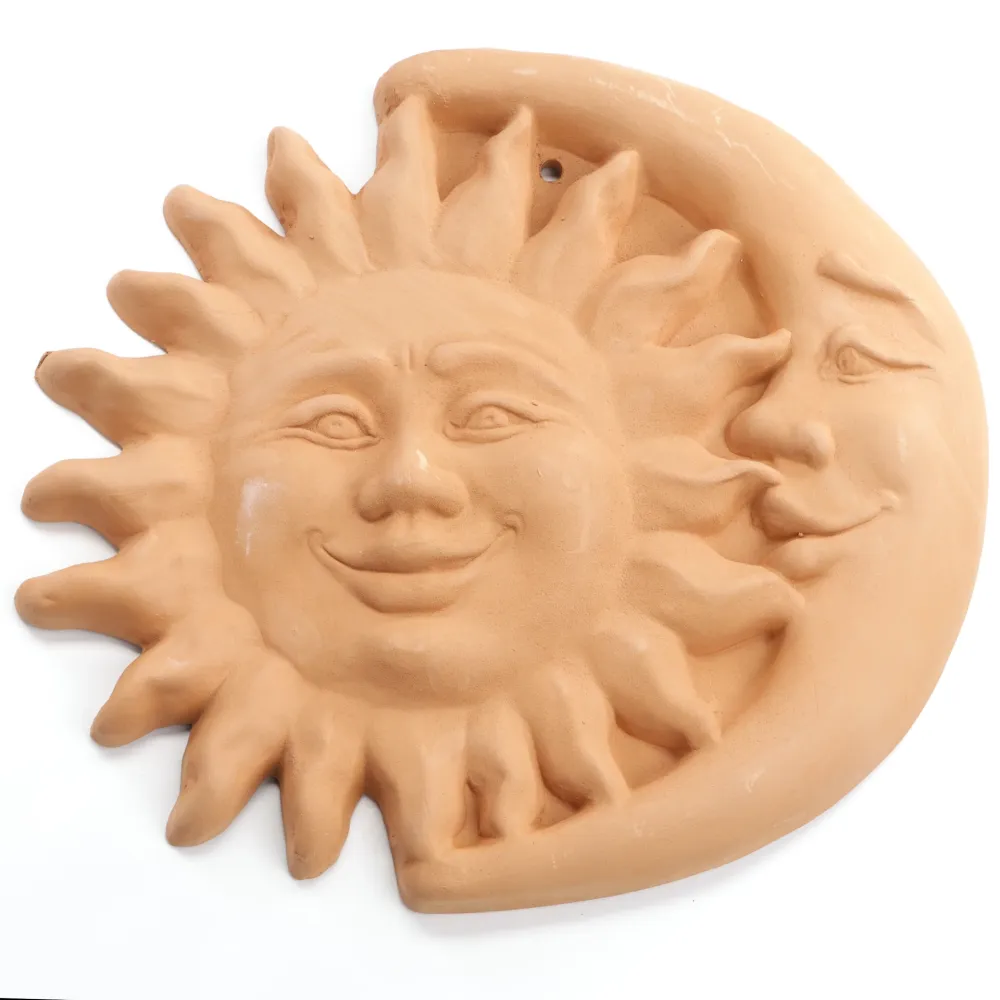 Sole e Luna terracotta da appendere alla parete