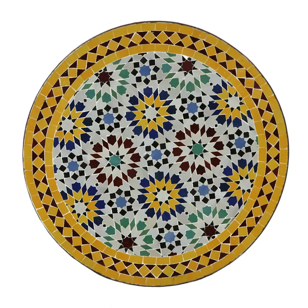 Tavolo da bistrò mosaico rotondo 70 cm Ankabut giallo
