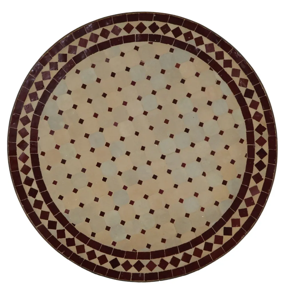 Tavolo da bistrò mosaico rotondo 70 cm Bordeaux/rombo