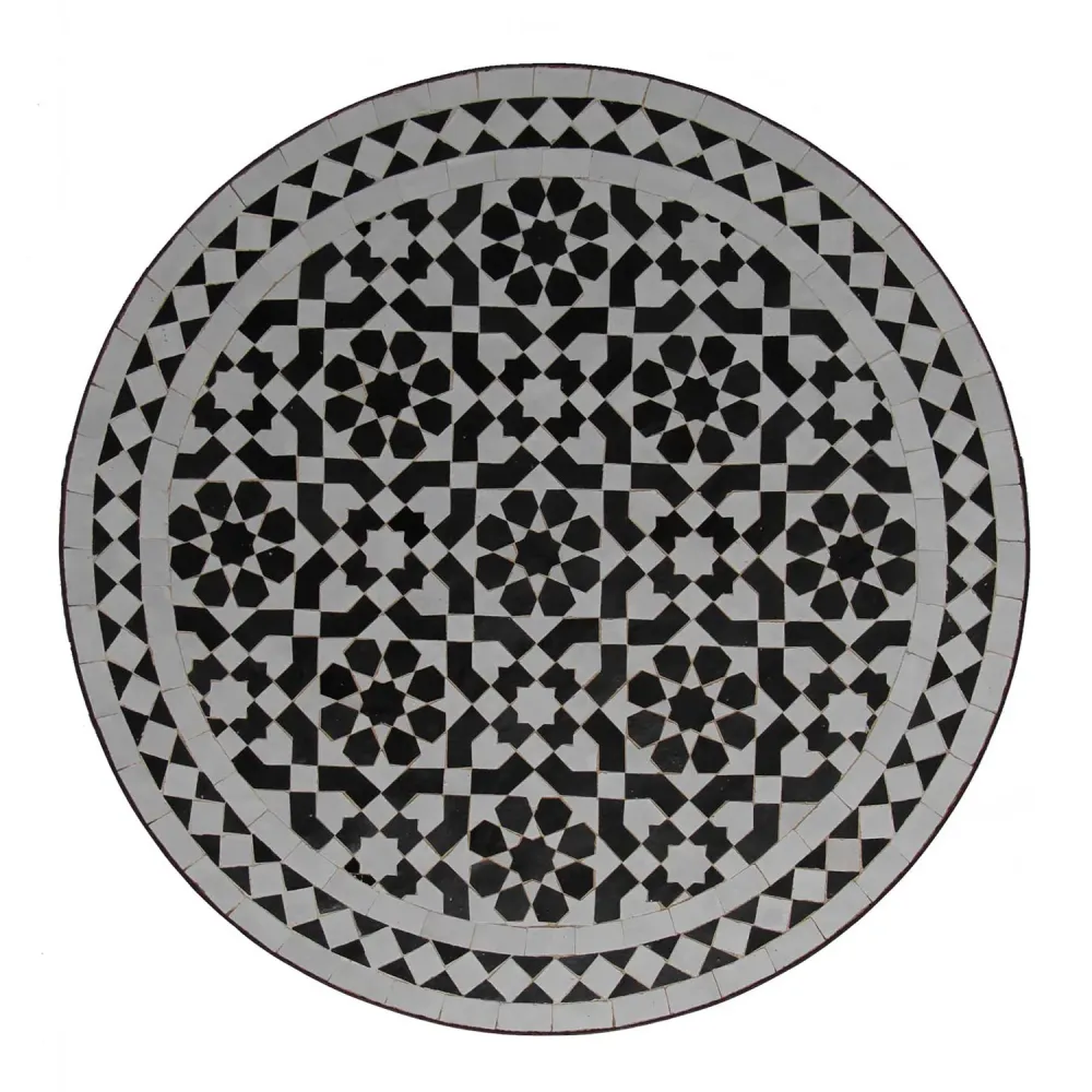 Tavolo da bistrò Mosaico 70 Rotondo Nero Smaltato Bianco