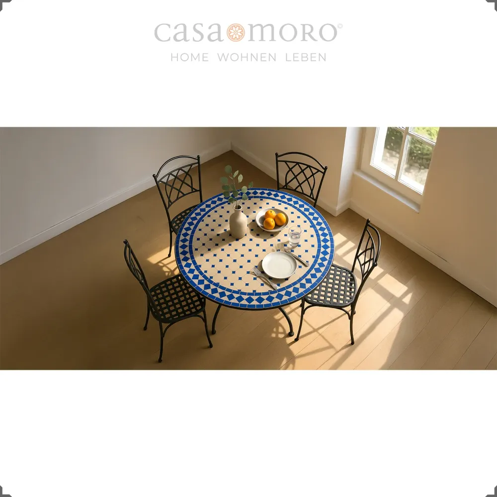 Tavolo da giardino rotondo 100 cm, tavolo mosaico