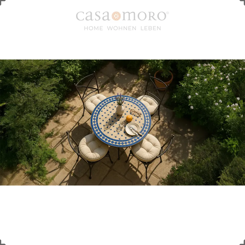Tavolo da giardino rotondo 100 cm, tavolo mosaico