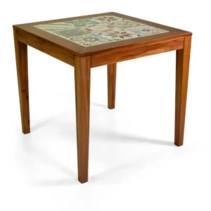 Tavolo legno con mosaico miramar forma quadra 80x80xh.75cm