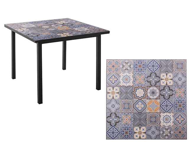 Tavolo metallo e mosaico 90x90x74cm 83168