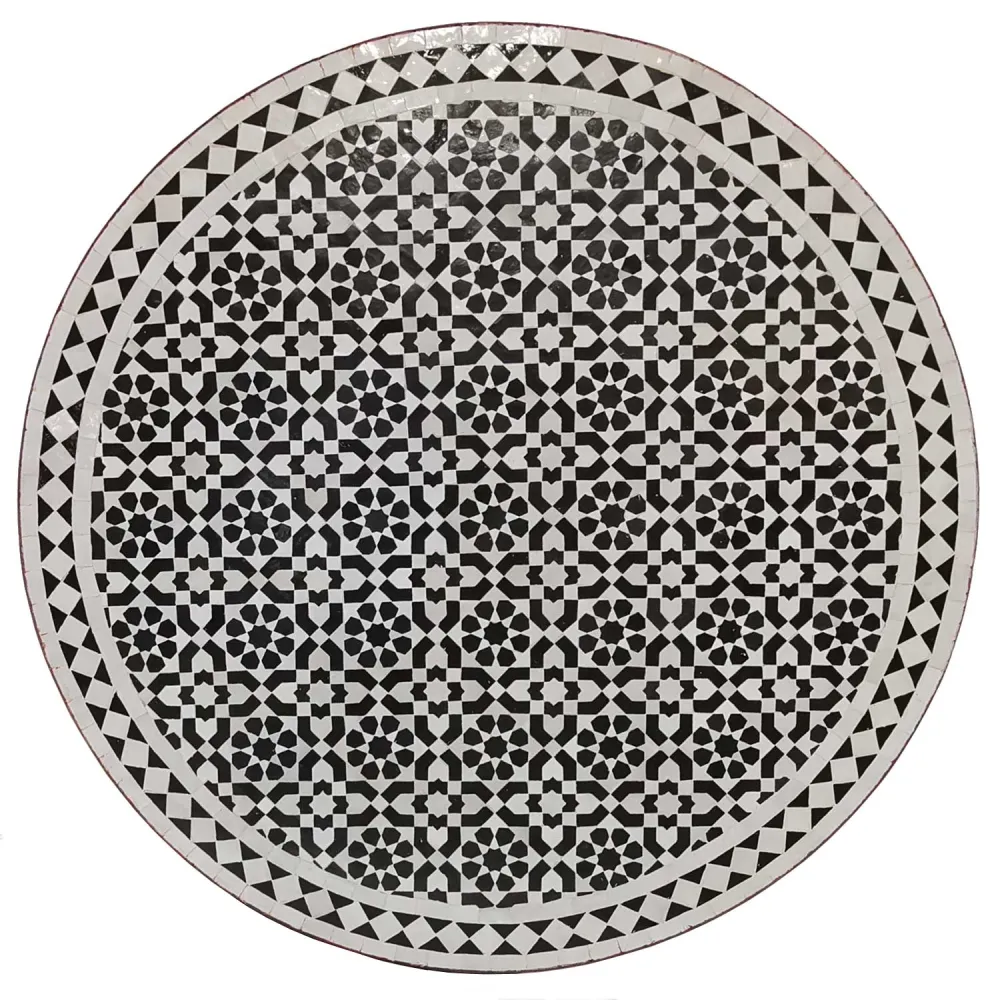 Tavolo mosaico D100 smaltato bianco e nero