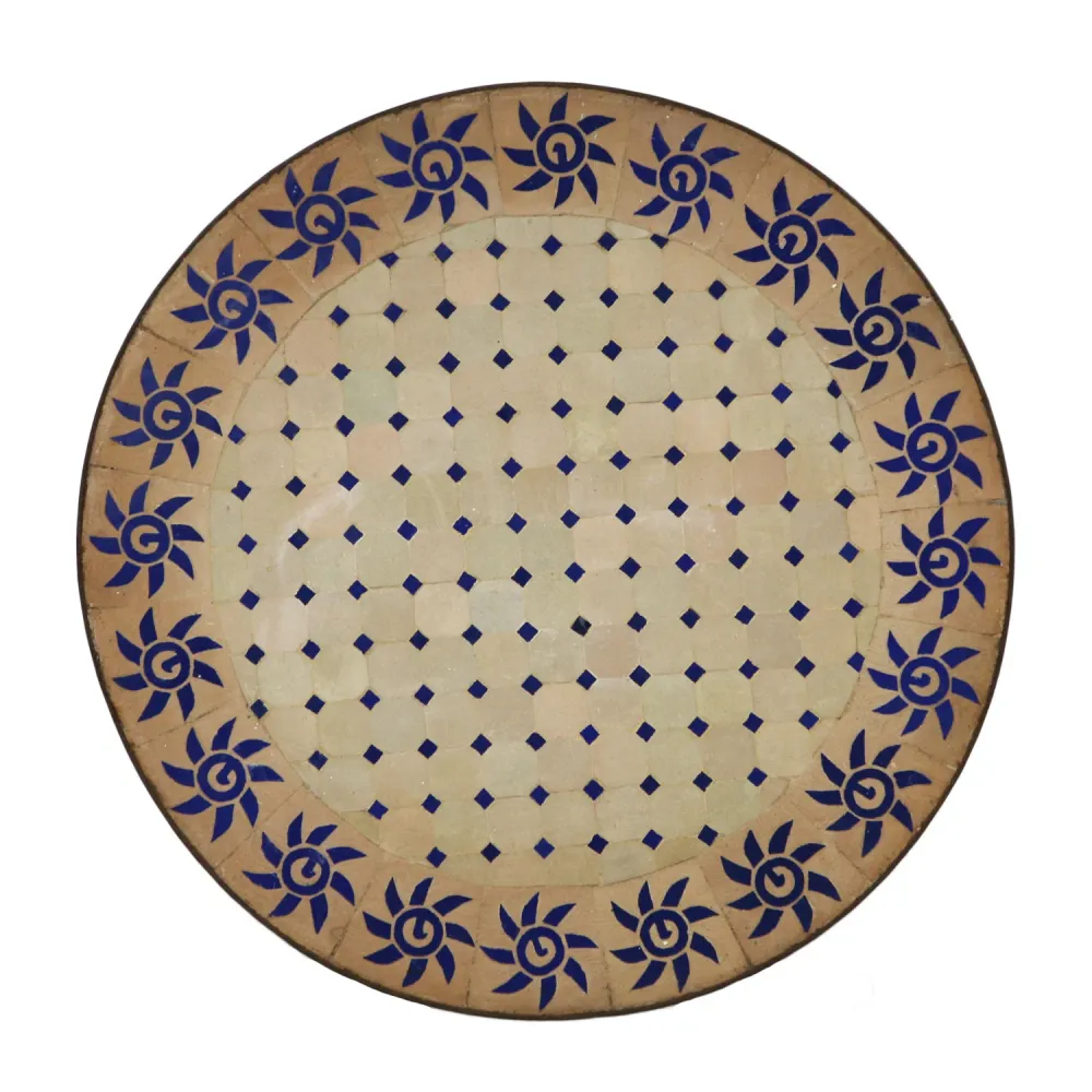Tavolo mosaico D80 rotondo sole blu