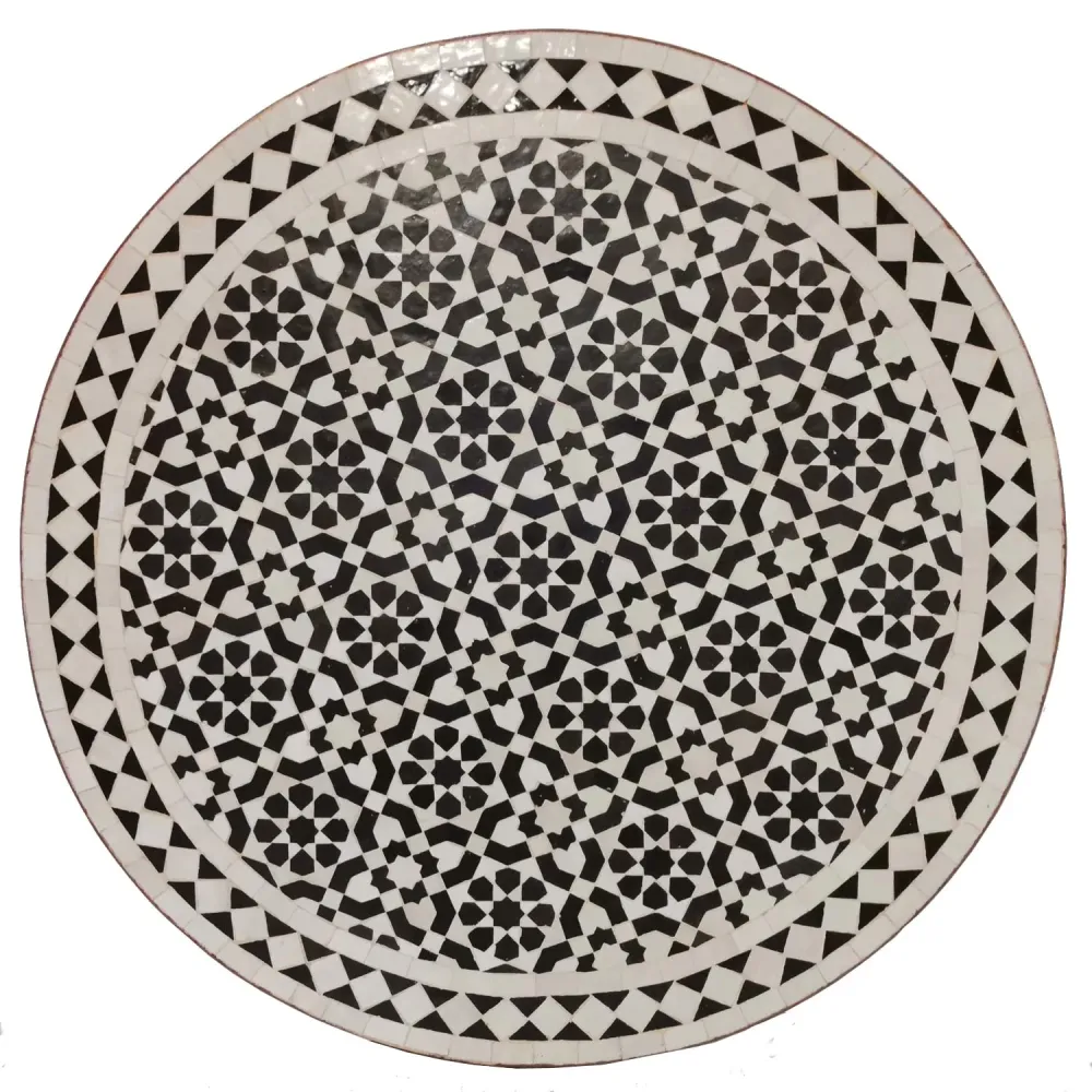 Tavolo mosaico D80 smaltato bianco e nero