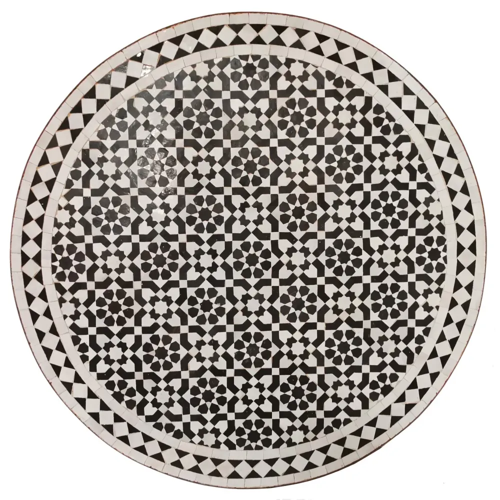 Tavolo mosaico D90 smaltato bianco e nero