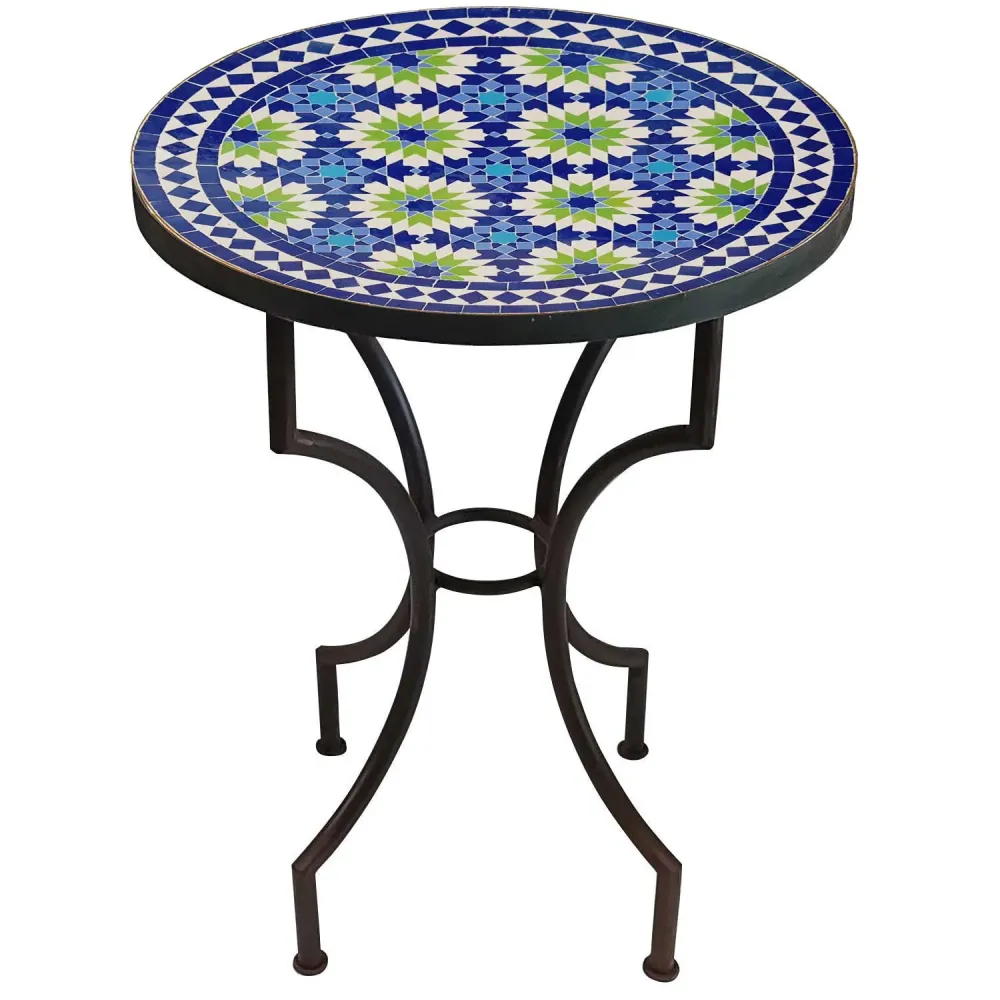Tavolo mosaico rotondo Ankabut blu