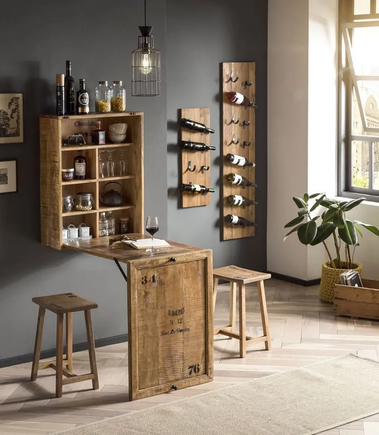Tavolo pieghevole bistrot industrial con sgabelli