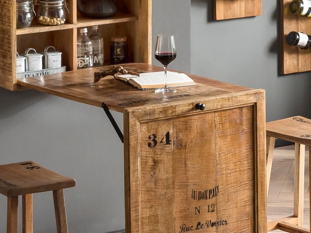 Tavolo pieghevole bistrot industrial con sgabelli