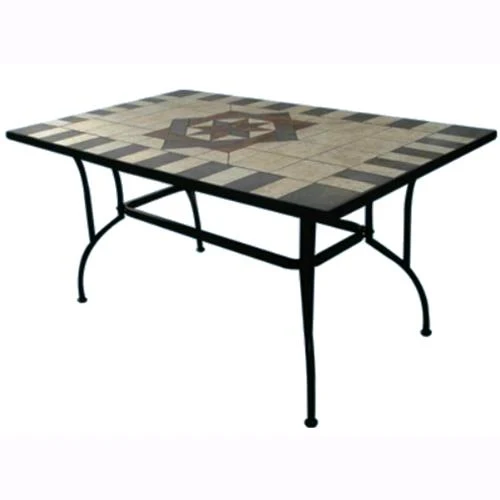 Tavolo Rettangolare Da Giardino Mod.Artdeco' Mosaico Acciaio 150x90xh72cm