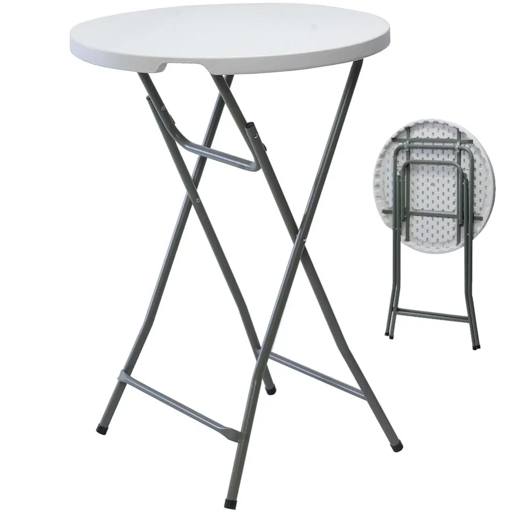 Tavolo Snack Bar Bistrot Pieghevole Top Metallo e Resina Bianco 80 x 110H cm