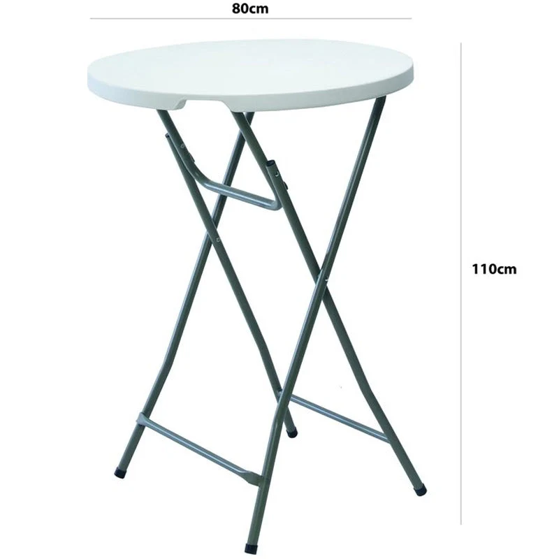 Tavolo Snack Bar Bistrot Pieghevole Top Metallo e Resina Bianco 80 x 110H cm