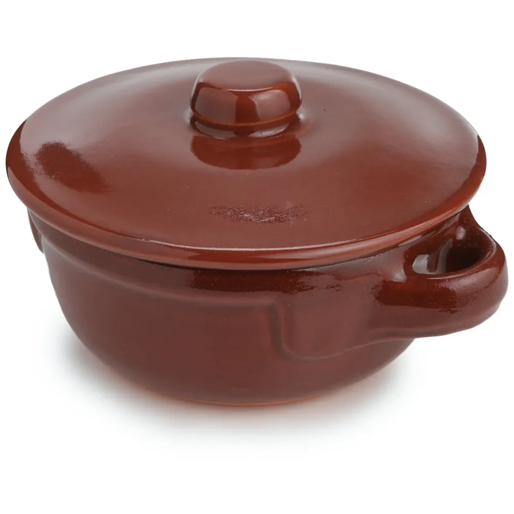 Tegamino mono porzione con coperchio terracotta artigianale (14cm diam)