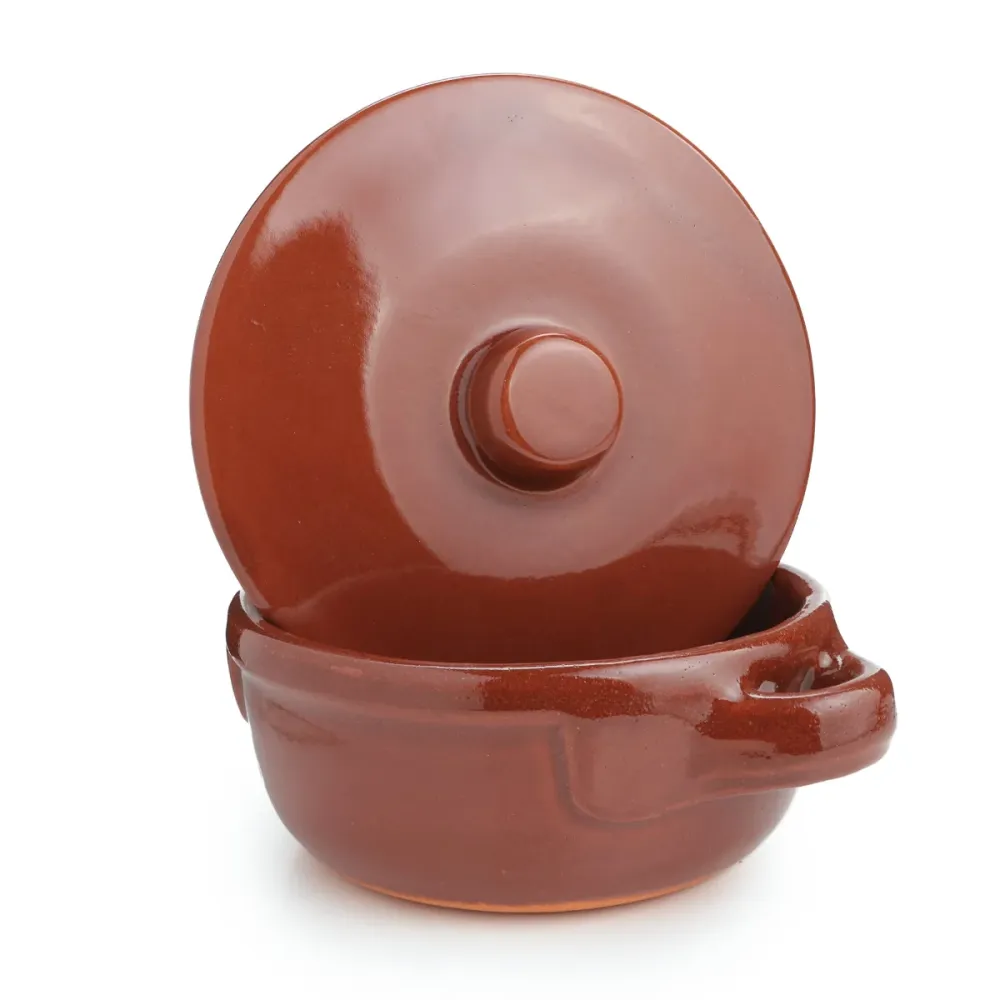Tegamino mono porzione con coperchio terracotta artigianale (14cm diam)