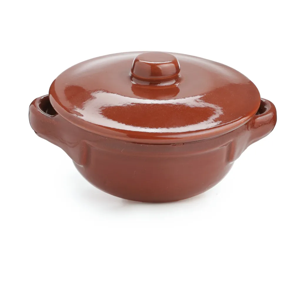 Tegamino mono porzione con coperchio terracotta artigianale (14cm diam)