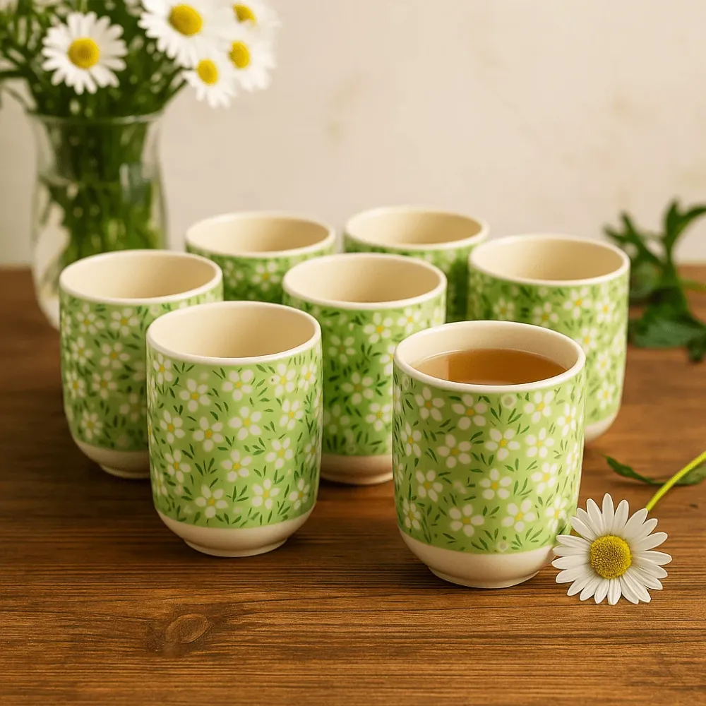Set di 6 tazze da tè Margherita verde