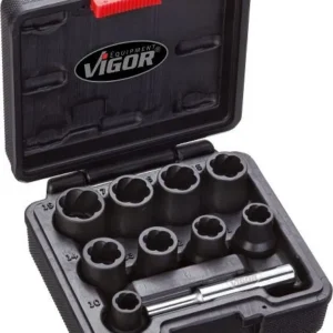 Carrello Trasporto Regolabile VIGOR set inserti estrattore per scanalatura spirale cava quadrata 125 mm (1/2 pollice) prof...