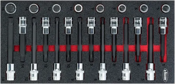 Certificato CE Set di punte per cacciavite scanalato VIGOR XZN cavo quadrato 125 mm (1/2 pollice) profilo scanalato interno