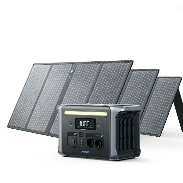 Generatore solare Anker 757 (Anker 757 PowerHouse Powerstation 1229Wh 1500W con 3 pannelli solari da 100W) BUNDLE-A1770311...