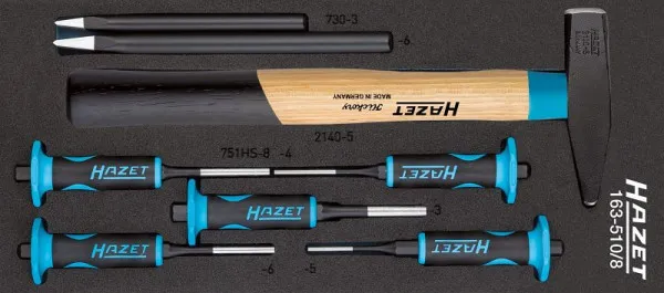 Kit Completo di Accessori Set di cacciaspine Hazet numero di utensili: 8 HAZET Safety Insert System (SIS) 163-510/8