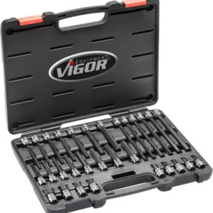 Kit Completo di Accessori VIGOR set di punte per cacciavite esagono incassato quadrato cavo 10 mm (3/8 pollici) profilo es...