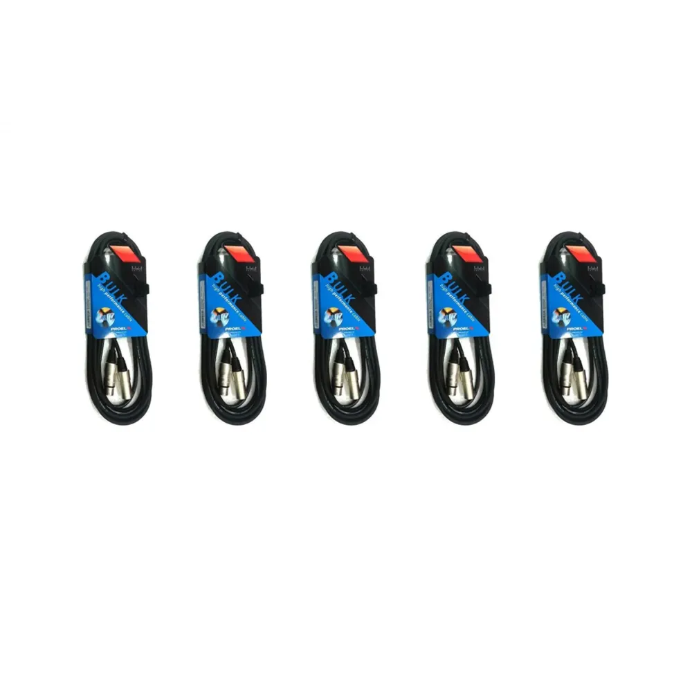 Proel BULK250LU20 Set da 5 Cavi Cannon XLR 3P M Cannon XLR 3P F 20mt per Generatori fino 7kW