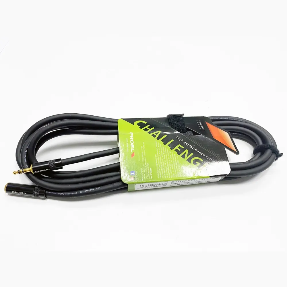 Proel CHLP180LU5 Cavo Extension spina jack Stereo 3.5 mm 5mt con 5 Prese Schuko Protette